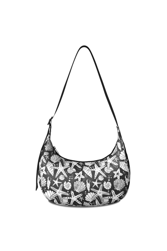 Casual Crossbody Purse for Women – Lightweight and Spacious, Nautical Starfish and Marine Creatures Pattern, Vintage Beach and Sand Floral Design Purse