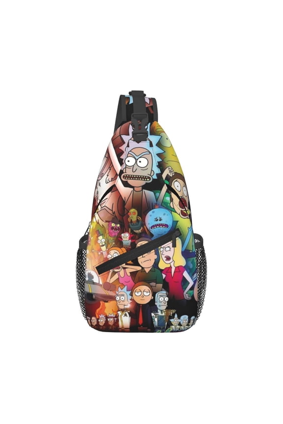 Casual Crossbody Sling Backpack, Cartoon Rick And Morty Shoulder Daypack, Portable Hiking Daypacks, Multipurpose Cross Body Chest Bag For Travel Sport Running Hiking For Women Men Travel Hiking