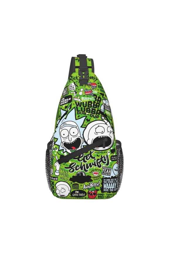 Casual Crossbody Sling Backpack, Cartoon Rick And Morty Shoulder Daypack, Portable Hiking Daypacks, Multipurpose Cross Body Chest Bag For Travel Sport Running Hiking For Women Men Travel Hiking