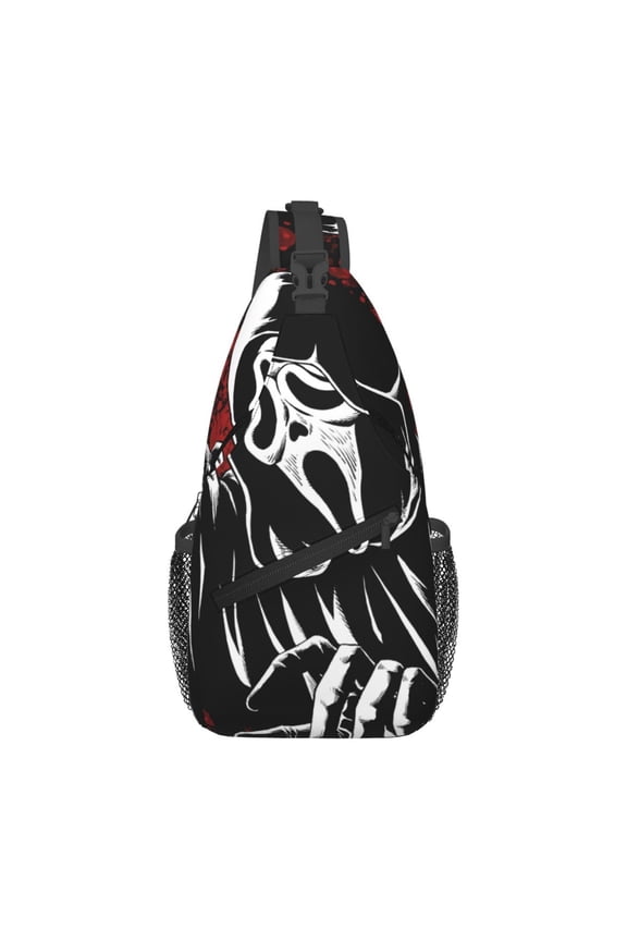 Casual Crossbody Sling Backpack, Film Ghostface Scream Shoulder Daypack, Portable Hiking Daypacks, Multipurpose Cross Body Chest Bag For Travel Sport Running Hiking For Women Men Travel Hiking