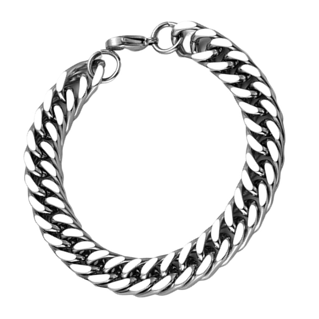Casual Cuban Curb Chain Bracelet Teens Boys Titanium Steel Wrist