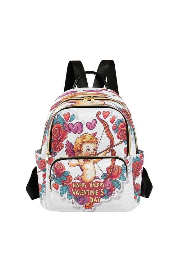 Casual Cupid with Bow and Roses Backpack for School,College and Travel, Water Resistant Bookbag,