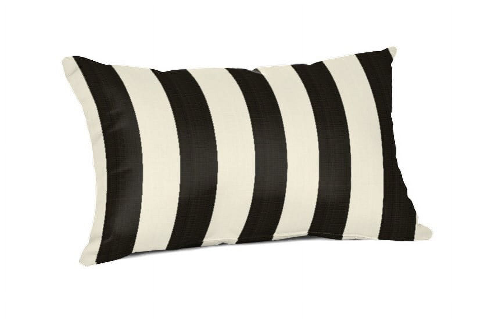 Black and White Striped Sunbrella Lumbar Pillow 19"