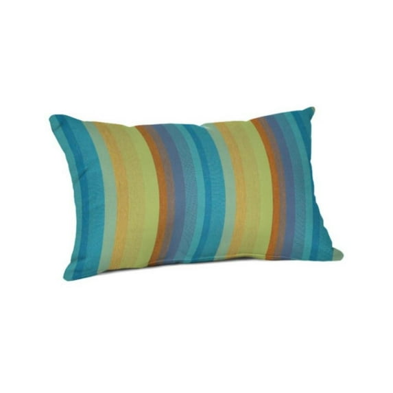 Casual Cushion Stripe Sunbrella® Fabric 1-Piece Indoor/Outdoor Lumbar Pillow, 19"W x 12"L, Astoria Lagoon