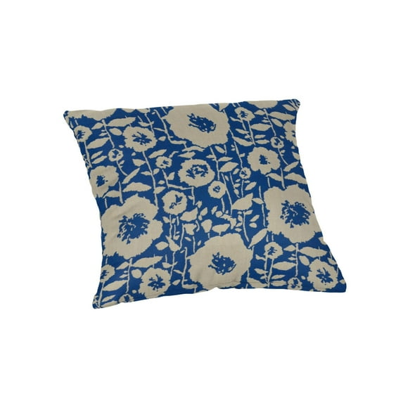 Casual Cushion Floral Sunbrella® Fabric 1-Piece Indoor/Outdoor Square Throw Pillow, 20"W x 20"L, Andy Cobalt