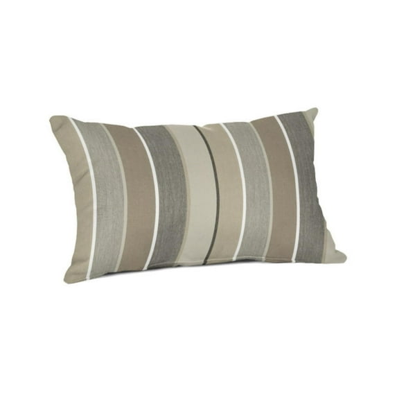 Casual Cushion Stripe Sunbrella® Fabric 1-Piece Indoor/Outdoor Lumbar Pillow, 19"W x 12"L, Milano Char