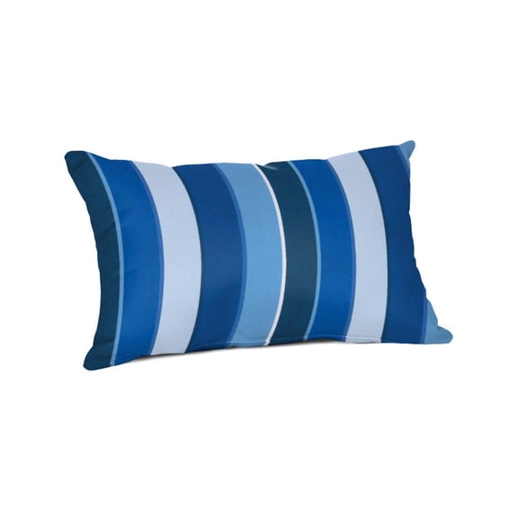 Casual Cushion Stripe SunbrellaĀ® Fabric 1-Piece Indoor/Outdoor Lumbar Pillow, 19"W x 12"L, Milano Cobalt