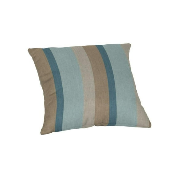 Casual Cushion Stripe Sunbrella® Fabric 1-Piece Indoor/Outdoor Square Throw Pillow, 18"W x 18"L, Gateway Mist