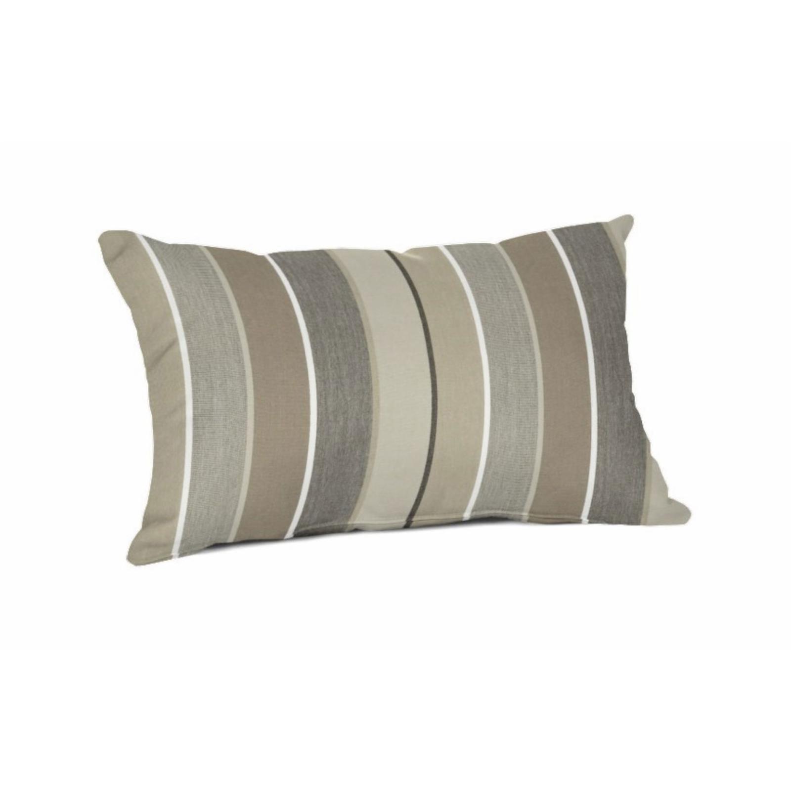 Gray and Beige Striped Sunbrella Rectangular Lumbar Pillow