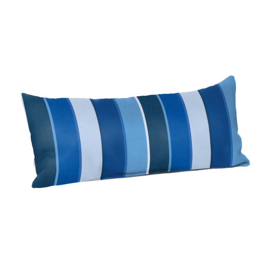 Casual Cushion Stripe Sunbrella® Fabric 1-Piece Outdoor Rectangle Throw Pillow, 22"W x 9"L, Milano Cobalt