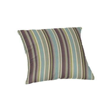 Casual Cushion Stripe Sunbrella Fabric 1-Piece Indoor/Outdoor Square Throw Pillow, 18"W x 18"L, Brannon Whisper