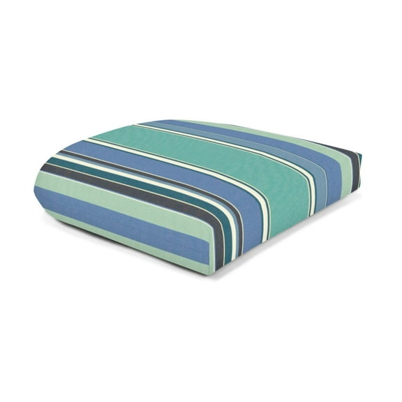 Casual Cushion Stripe Sunbrella® Fabric 1-Piece Indoor/Outdoor Wicker Seat Pad Cushion, 19.5"W x 19.5"L, Dolce Oasis