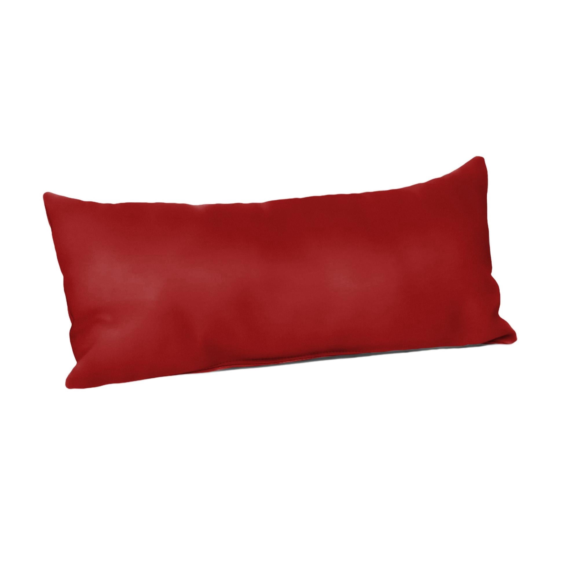 Casual Cushion Outdoor Lumbar Pillow, Sunbrella Fade & Water Resistant for Patio Furniture & Porch Swings, 22"W x 9"L, 6" thick, Reversible, Canvas Jockey Red