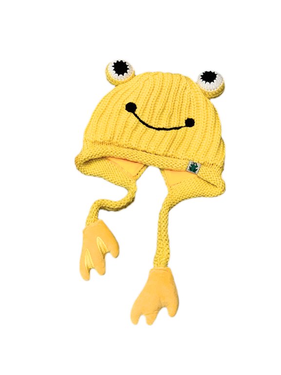 Casual Cute for Frog Shape Knit Hat Windproof Cold Hat Winter Hat Gift for New Year Thanksgiving Valentine's
