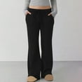 thumbnail image 1 of Casual Daily Pants for Women Basic Solid Color Essentials Womens Trousers with Side Pockets Elastic Waist Drawstring Autumn Vacation Fashion Trendy Wide Leg Trousers, 1 of 9