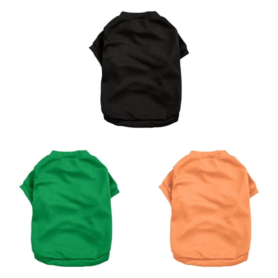 Casual Daily Pet Wear T-Shirt, Classic Solid Color Cotton Dog Pullover, Lightweight Breathable Short Sleeve Top for Furry Friends,L,Black+Green+Orange