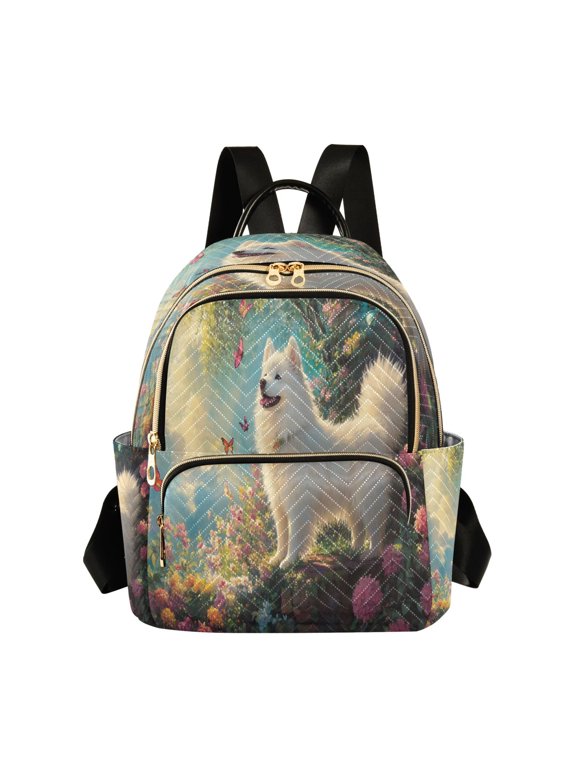 Casual Dog with Butterflies Garden Backpack for School,College and Travel, Water Resistant Bookbag,