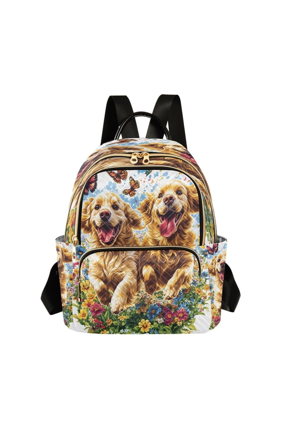 Casual Dogs Running Among Butterflies Backpack for School,College and Travel, Water Resistant Bookbag,