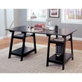 thumbnail image 1 of Casual Double Pedestal Wooden Writing Desk with Open Shelves, Black, 1 of 1