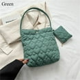 thumbnail image 1 of Casual Down Cotton Padded Quilted Large Capacity Handbags Shoulder Bags Tote Bags Shopping Bags GREEN, 1 of 8