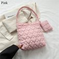 thumbnail image 1 of Casual Down Cotton Padded Quilted Large Capacity Handbags Shoulder Bags Tote Bags Shopping Bags PINK, 1 of 8