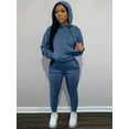 thumbnail image 1 of Casual Drawstring Pantsuits Two-piece Set, Pocket Hoodies Tops & Loose Long Sweatpants Set, Women's Clothing, 1 of 7