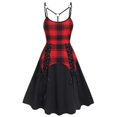 Casual Dress 3XL Tartan Plaid Panel Cross Strap ALine Dress Sleeveless