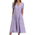 thumbnail image 1 of Casual Dress For Women Fashion Gradient Print V Neck Short Sleeve Splice Loose Dress Holiday Dress Tshirt Sundress Boho Tank Dress, 1 of 4