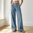 thumbnail image 1 of Casual Dress Pants Elastic Waistband Solid Long Trousers Work Slacks Straight Leg Pull On Pants(Light Blue,XL), 1 of 5