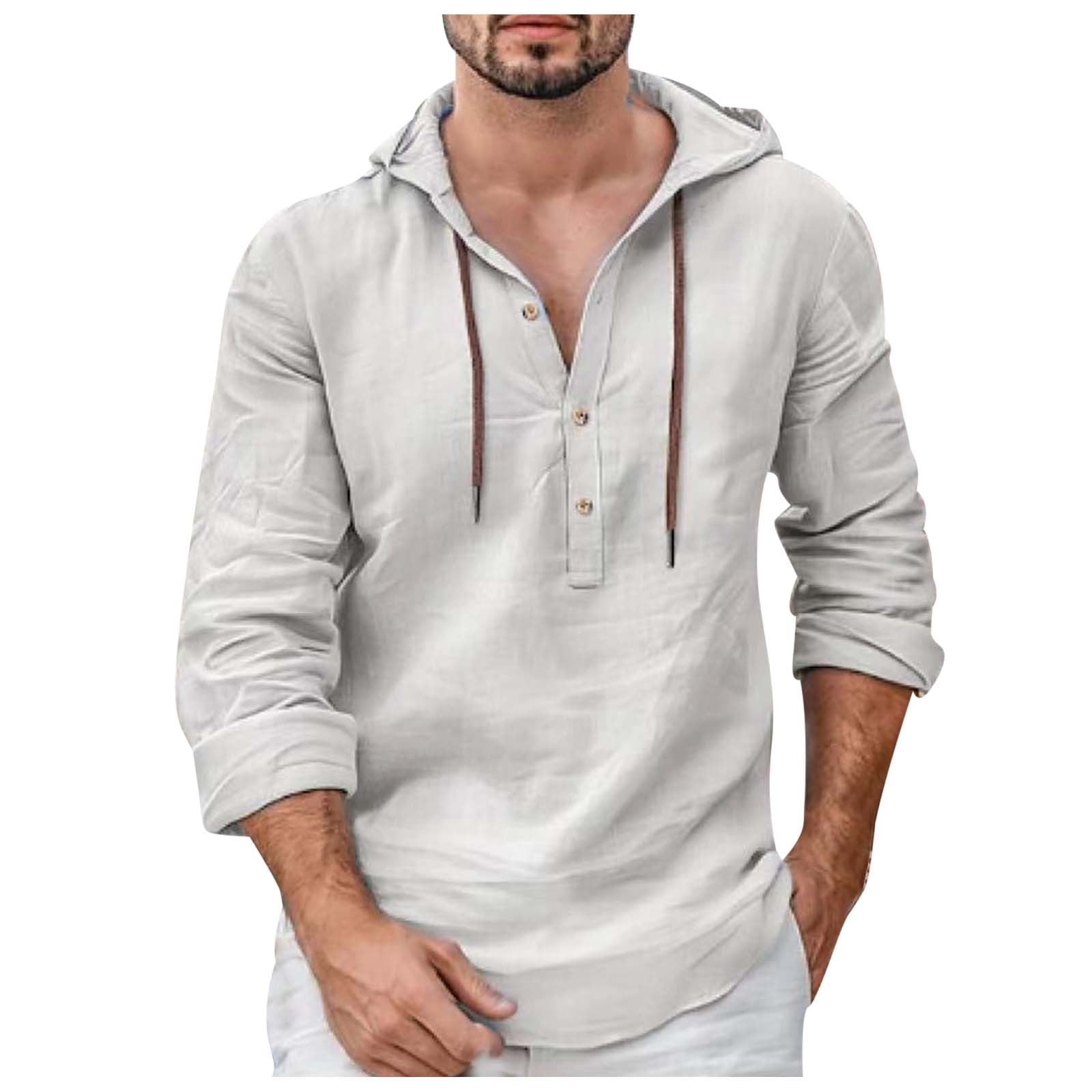 Casual Dress Shirts For Men,Men's Cotton Casual Pullover Long Sleeved