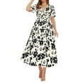 thumbnail image 1 of Casual Dress Women Plus Size Floral Maxi Dress Casual Long Dress With Round Neck Spring Summer Fall Dresses Wedding Guest White XXXXL, 1 of 4
