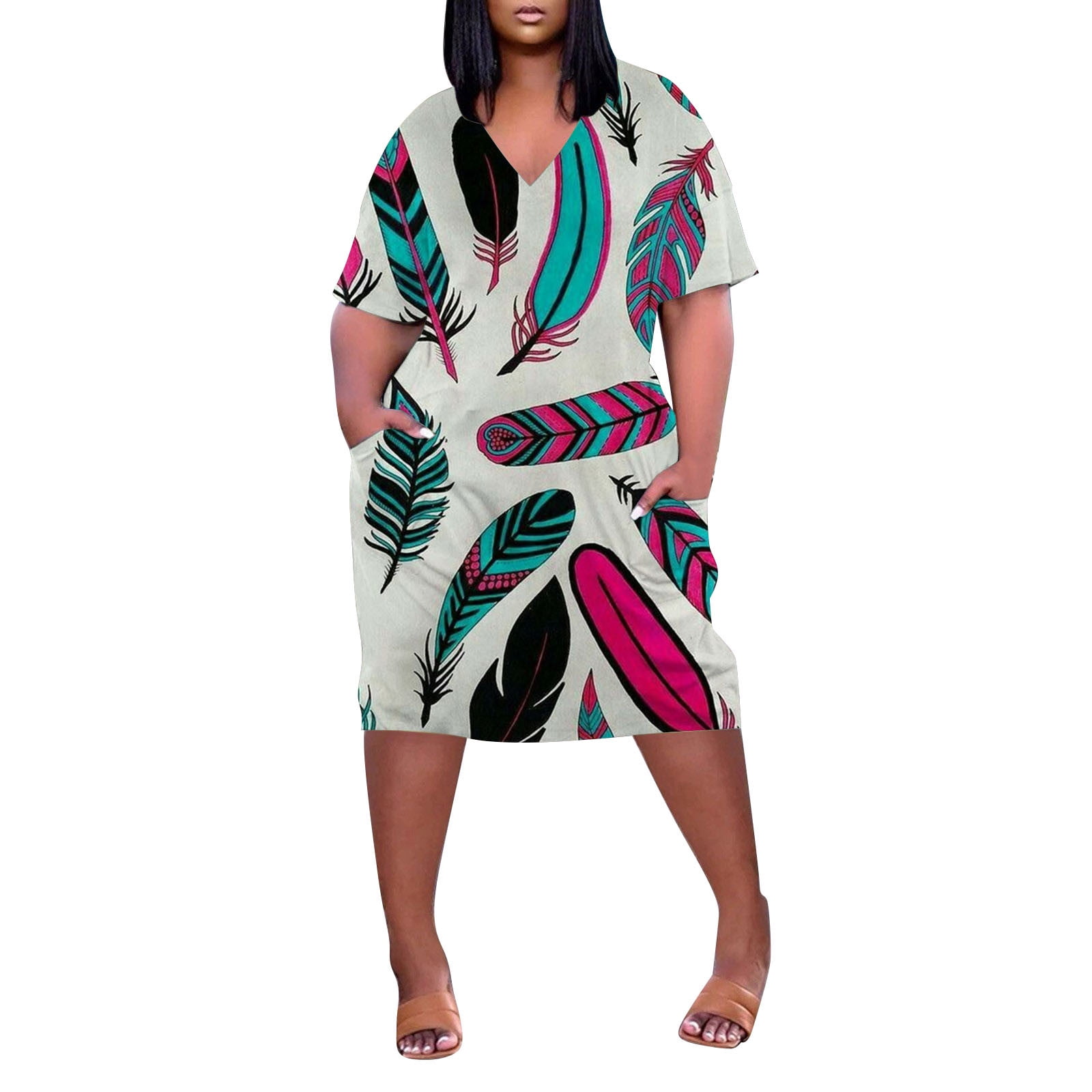 Casual Dresses For Women Women Casual Plus Size V Neck Dresses Short