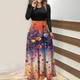 Casual Dresses For Womens Autumn Winter Floral Print Round Neck Long