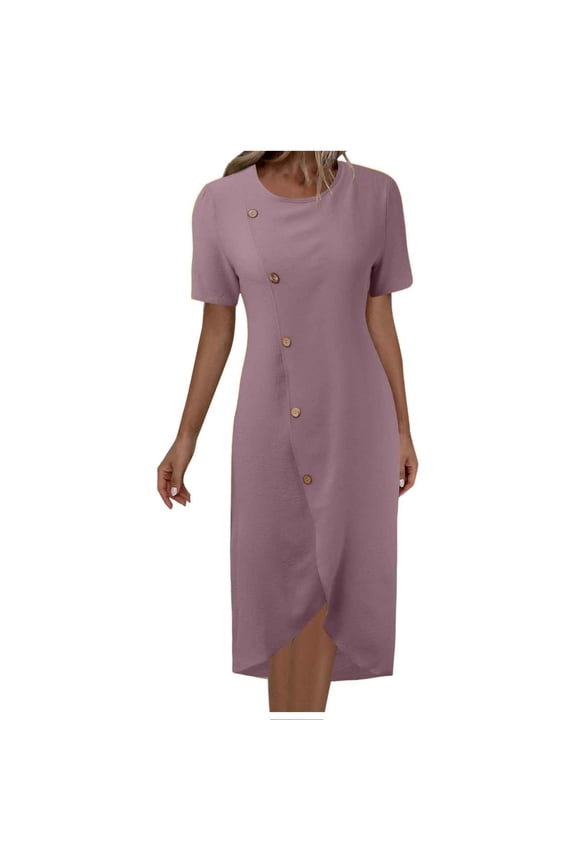 Casual Dresses For Womens Beach Spring/Summer Fashion Elegant Wrap Round Neck Floral Boho Style Flowing Pleated Long Dress Women Clothing