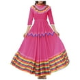 thumbnail image 1 of Casual Dresses For Womens Ladies Bohemian May 5 Mexican Festival Celebration Long Wide Swing Dance Stage Show Dress Women Clothing, 1 of 2