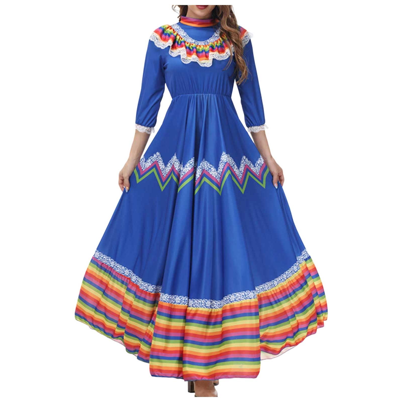 Casual Dresses For Womens Ladies Bohemian May 5 Mexican Festival Celebration Long Wide Swing Dance Stage Show Dress Women Clothing - Walmart.com Casual Dresses For Womens Ladies Bohemian May 5 Mexican Festival Celebration Long Wide Swing Dance Stage Show Dress Women Clothing - Walmart.com