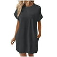 thumbnail image 1 of Casual Dresses For Womens Soft T Shirt Dress Short Sleeve Summer Tunic Dress Loose Loose Dress With Pockets Outwear, 1 of 2