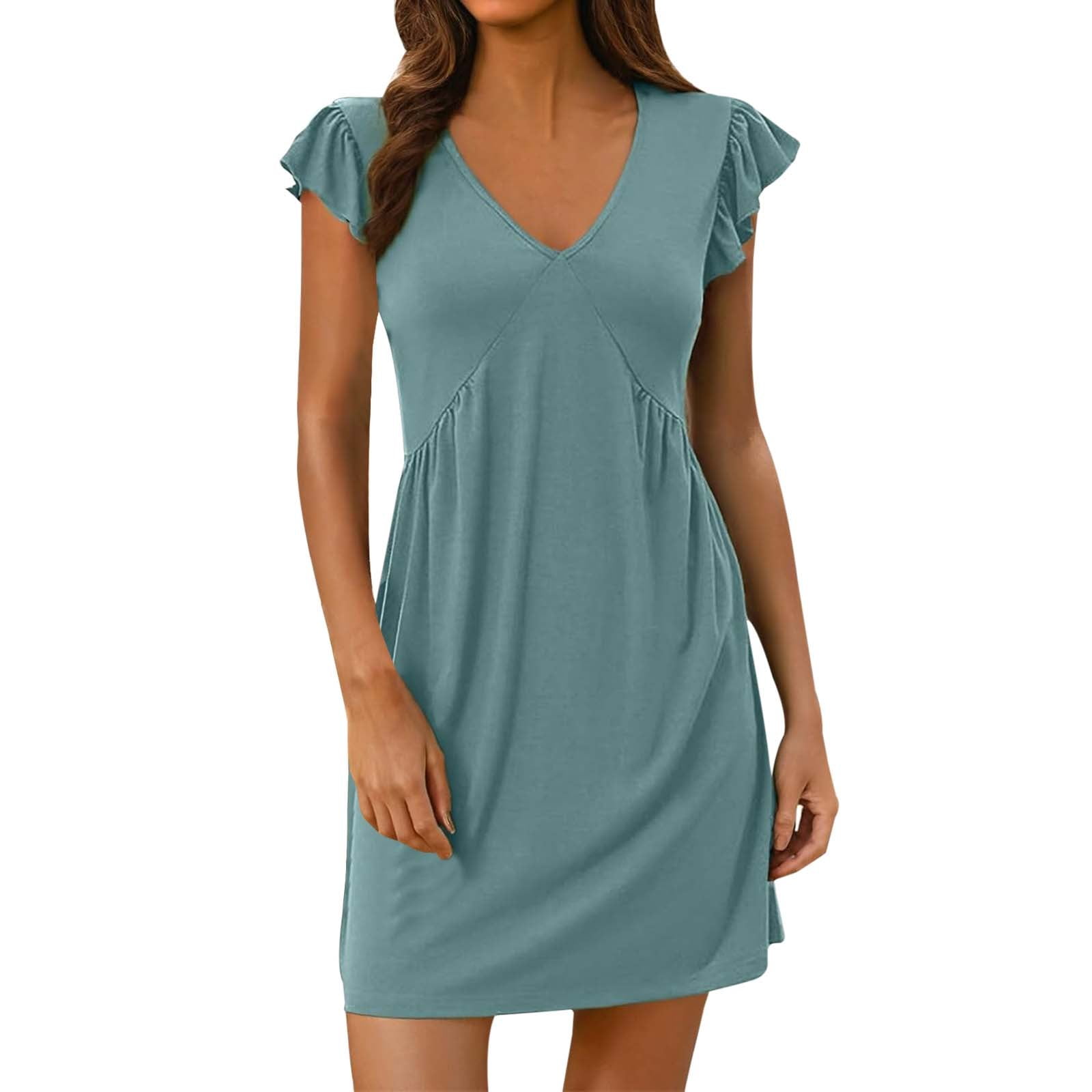 Casual Dresses For Womens Solid Color Summer Casual Beach Loose Fit