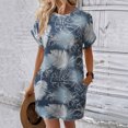 thumbnail image 1 of Casual Dresses For Womens Summer Floral Print Crew Neck Short Sleeve Pockets Loose Casual Shirt Dress Daily-Wear, 1 of 6