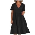 thumbnail image 1 of Casual Dresses For Womens Summer V Neck Solid Color Short Woman Dress Women Clothing, 1 of 2