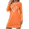 thumbnail image 1 of Casual Dresses for Women Fashion Heart Printed Long Sleeved Round Neck Loose And Comfortable Short Nightgown Sweater Thermal Solid Color Dresses for Women Lightweight Comfortable Dresses, 1 of 6