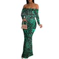Casual Dresses for Curvy Women Long Sleeve Strapless Colorful Floor