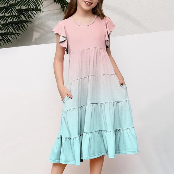 Casual Dresses for Girls 14-15 Years Tie Dye Clothes for Girls Tween Girl Dresses A Line Dresses for Kids Tween Girl Dresses Light Pink