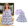 thumbnail image 1 of Casual Dresses for Girls Spaghetti Strap Butterfly Print Midi Dress and Knit Cardigan Two Piece Set Girls Clothes 9-10 Years, 1 of 9