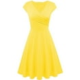 thumbnail image 1 of Casual Dresses for Women A Line Cap Short Sleeve V Neck Solid Color Summer Swing Dress, 1 of 3