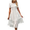 thumbnail image 1 of Casual Dresses for Women Short Sleeve Smocked Summer Long Dress Swiss Dots Ruffle Tiered Flowy Swing Vacation Sundress, 1 of 6