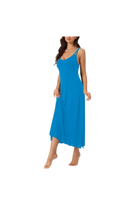 Casual Dresses for Women Sleeveless Cotton Summer Beach Dress A Line Spaghetti Strap with Pockets