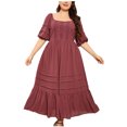 thumbnail image 1 of Casual Dresses for Women Solid Color Plus Size Crewneck Short Sleeve Swing Dress Ladies Soft Beach Summer Dresses, 1 of 8