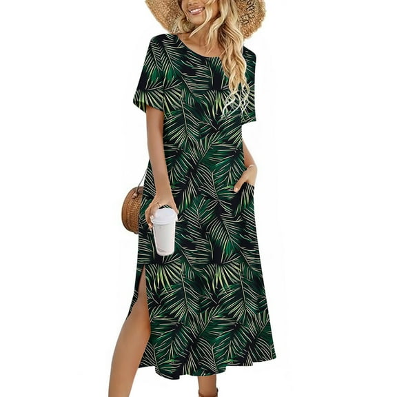 Women Plus Size Dresses Solid Loose Casual Fashion Long Sleeved Dress Long Sleeved Neck Dress