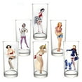 thumbnail image 1 of Casual Drinking Glasses Water Pin-up Girls Glass 9.5 fl oz Clear Decal Set of 6 Glasses for Drinks, 1 of 8